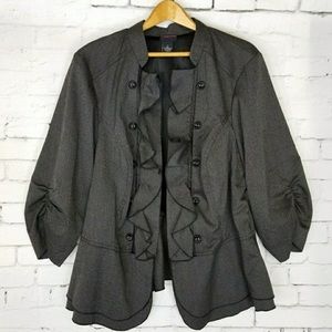 Torrid gray ruffle jacket/blazer